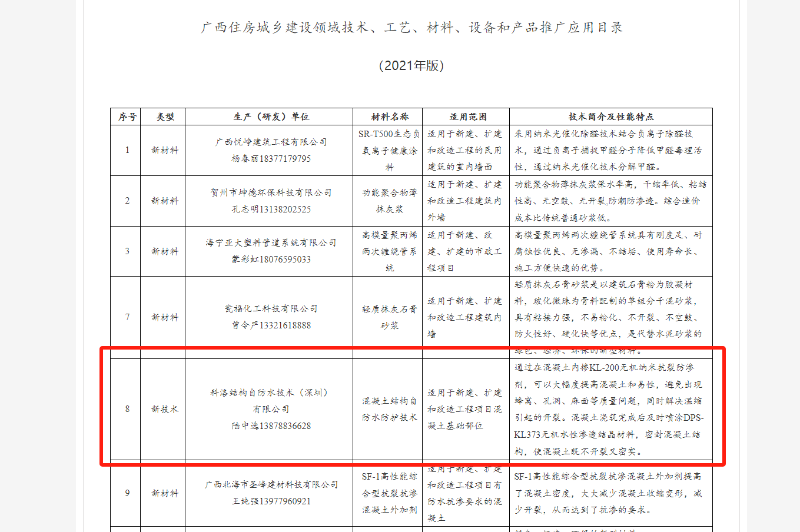 廣西住房城鄉(xiāng)建設(shè)領(lǐng)域技術(shù)、工藝、材料、設(shè)備和產(chǎn)品推廣應(yīng)用目錄